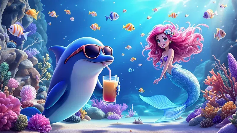 Tampilan permainan tembak ikan dengan target bawah laut dan meriam